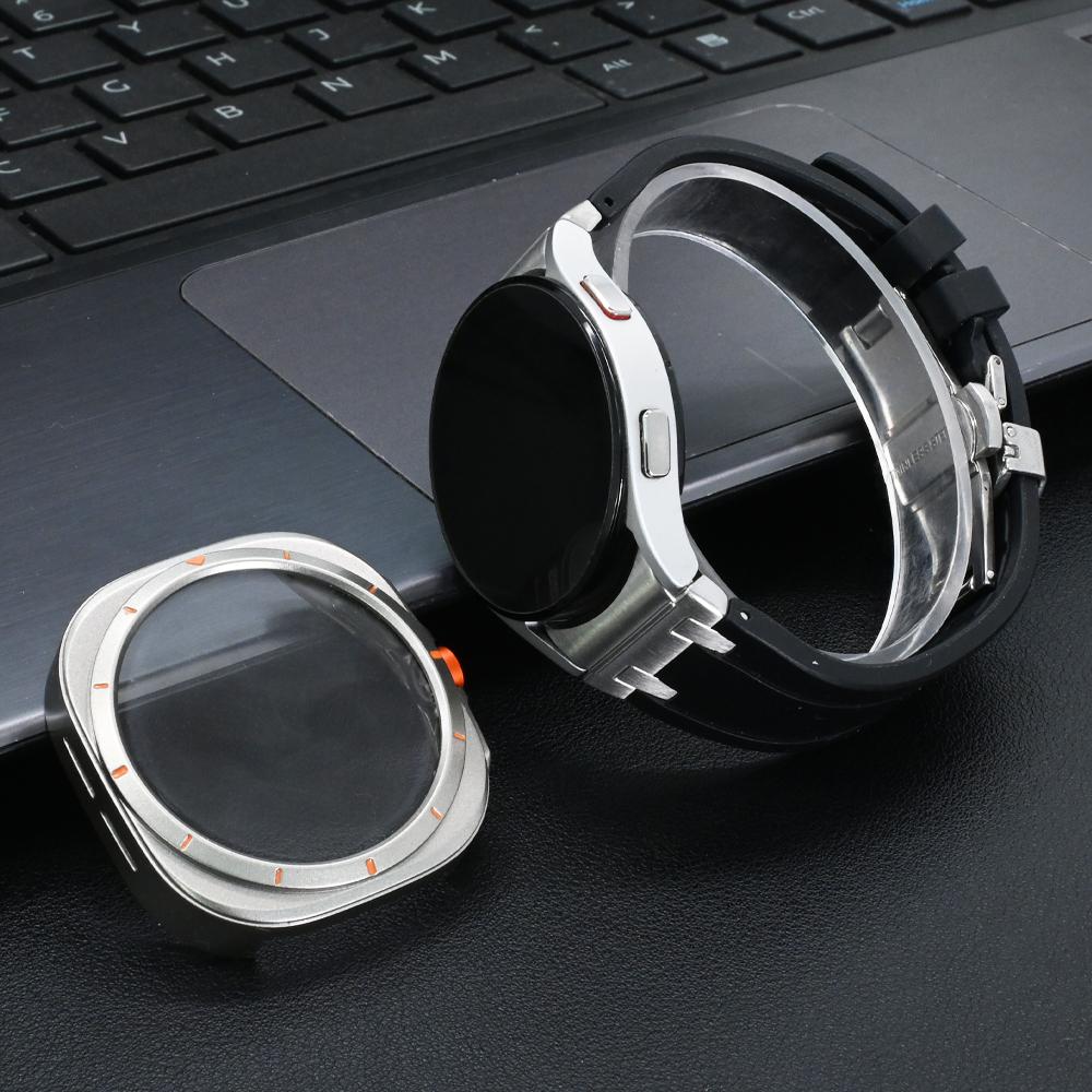 Luxury Silicone Strap+Plastic Case for Samsung Galaxy 7 6 44mm 40mm Sport Men Band for GALAXY Watch 7 6 Change To Ultra Bracelet