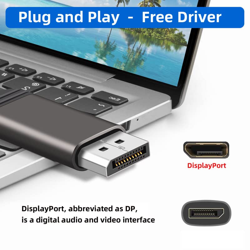 CY DisplayPort Male to Female 90 Degree Left Down Angle Extension Supports 4K 60Hz Cable,