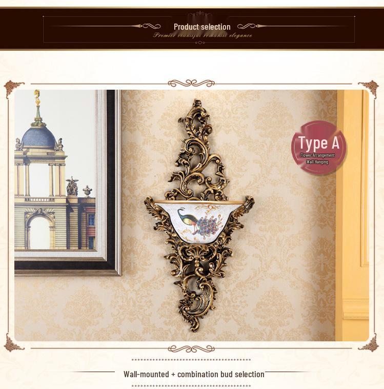 European Wall-Mounted Vase: Creative Resin Ornament for Retro Home Decor