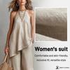 Women's Sleeveless Two Piece Set Round Neck Top and Long Skirt Casual Solid Color Outfit