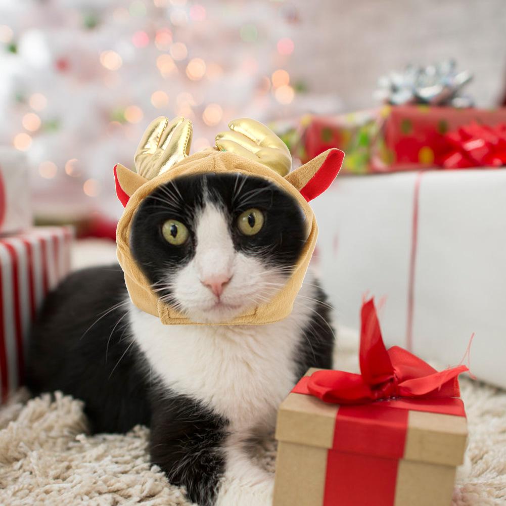 

Polyester Coffee Cute Breathable Pet Cartoon Elk Hat Cat Dog Clothing Decoration Supplies Type 1