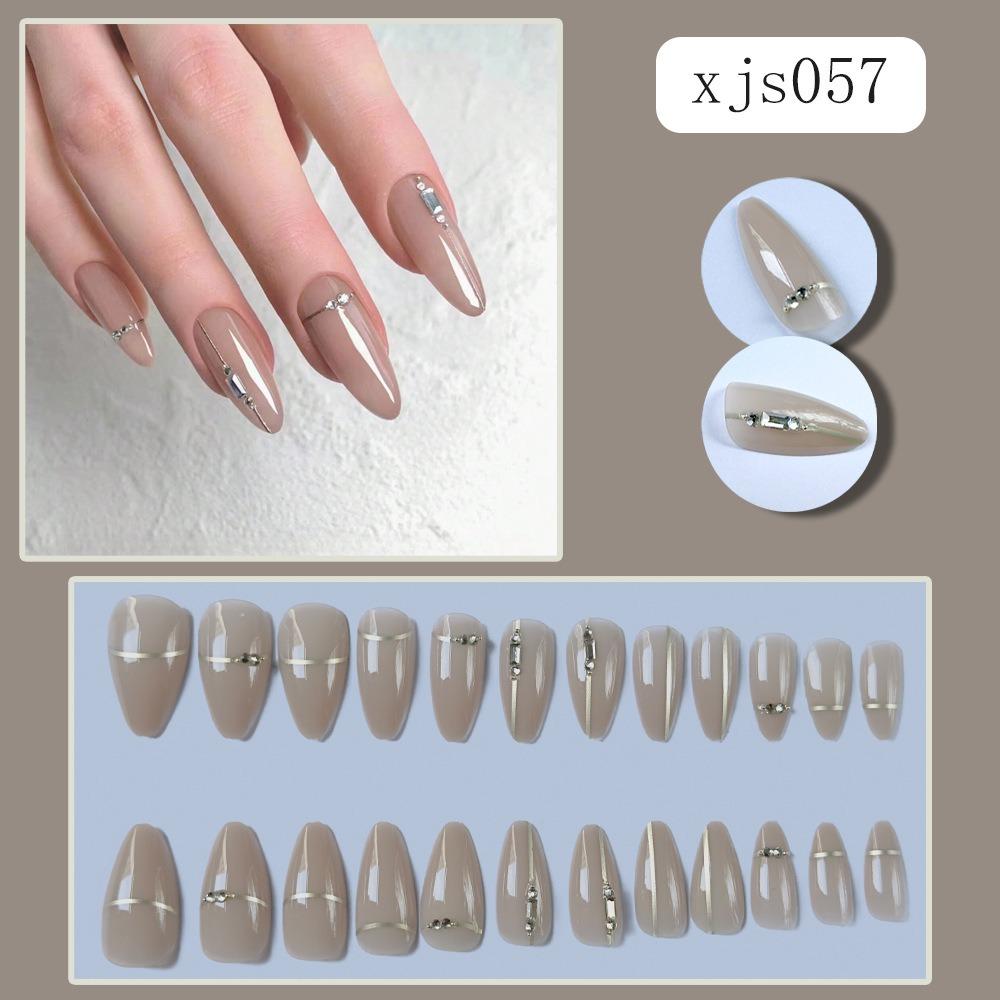 Full Cover French Fake Nails Wearable Manicure Press on Nails Waterproof Almond False Nail Girl