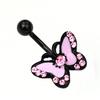 Women Rhinestone Butterfly Stainless Steel Body Piercing Belly Button Navel Ring