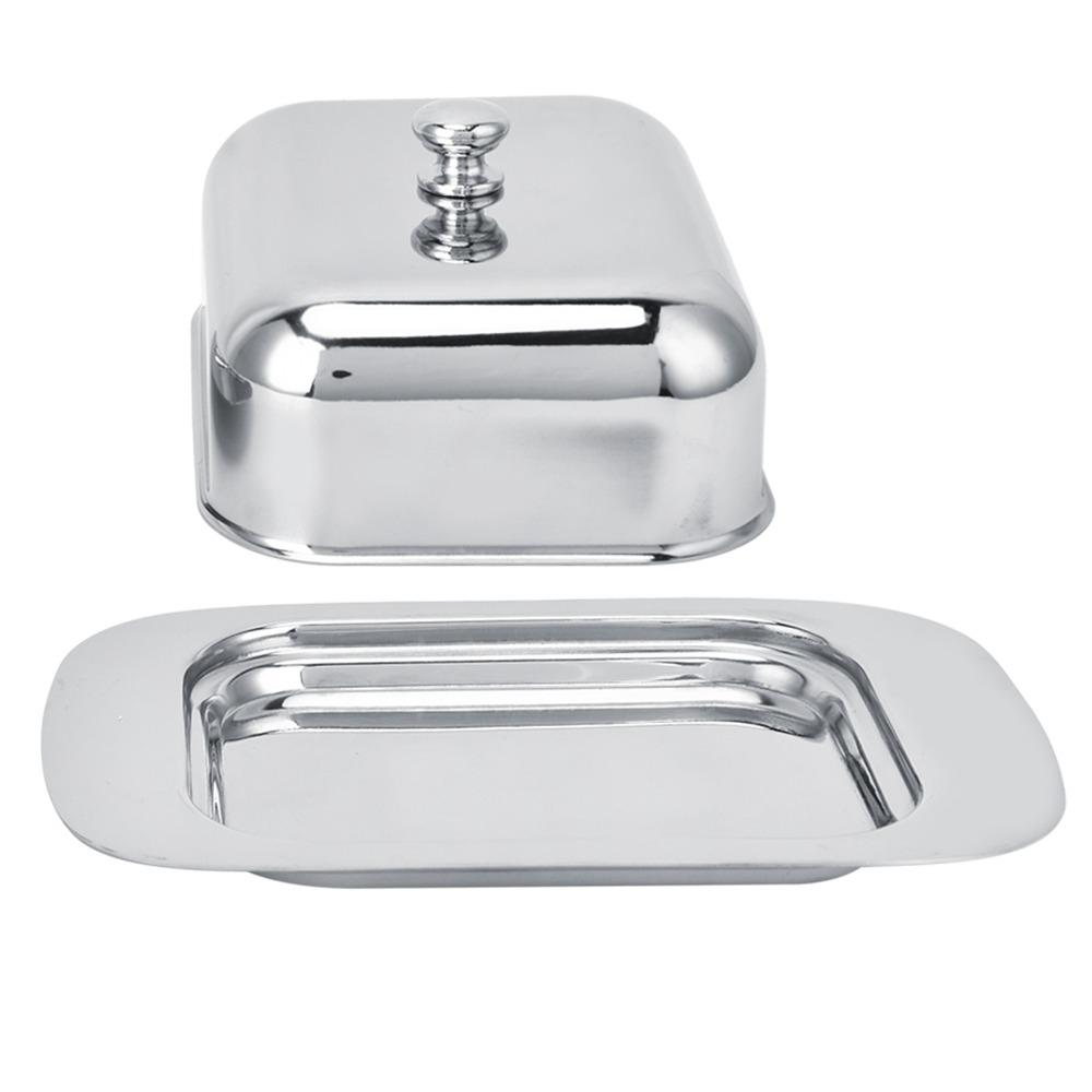 Stainless Steel Cheese Box Container With Cover Handle Butter Keeper Holder Restaurant Use