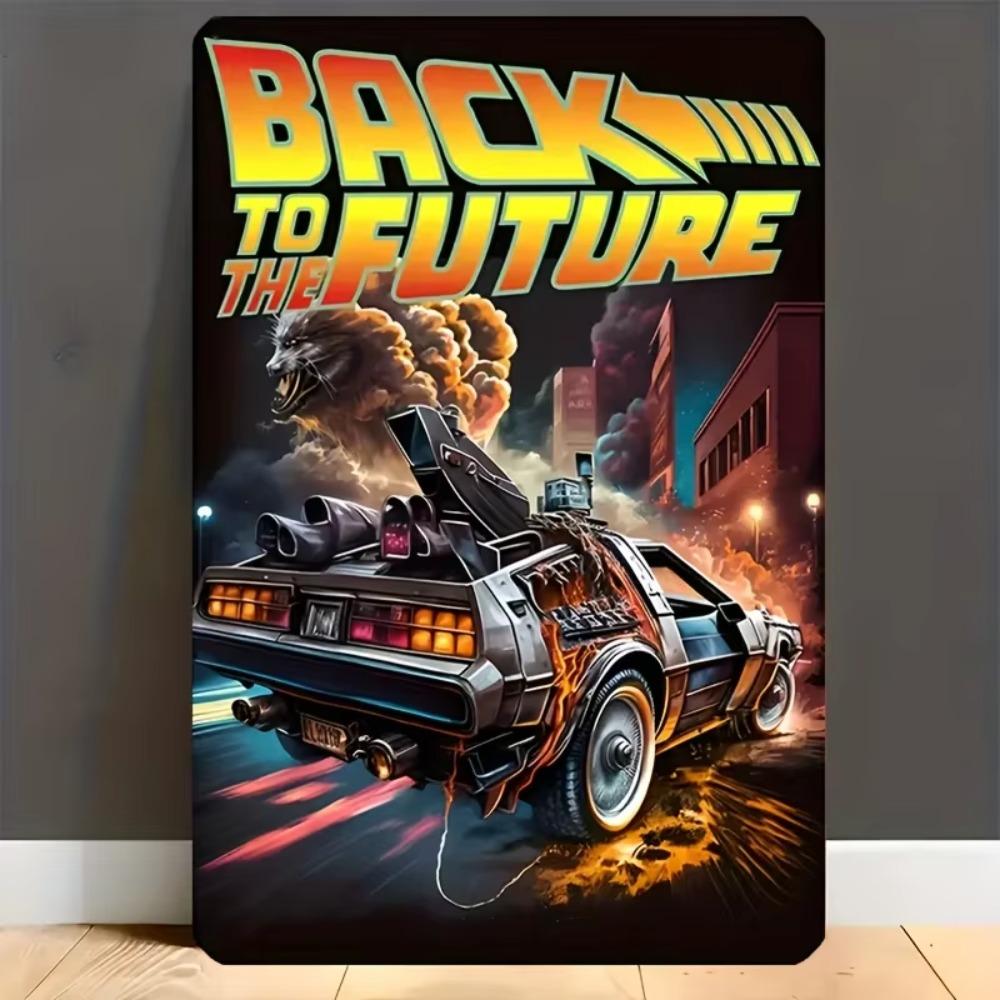 DeLoreanVintagePro? Vintage Iron Sheet Painting | Back To the Future DeLorean Wall Art | Retro Iron Metal Tin Sign 20X30CM