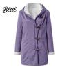 Lady Thick Coat Women Fall Winter Hooded Soft Plush Long Sleeve Mid Autumn Jacket Length Windproof Cold Resistant Buttons Loose Pockets