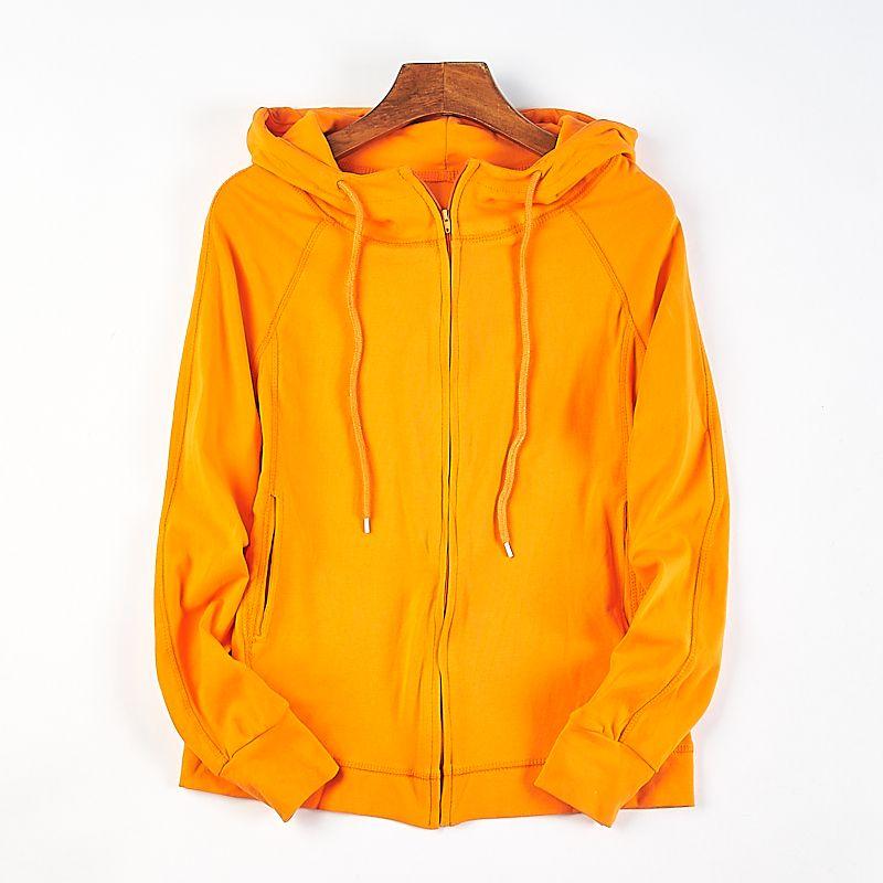 

Корейские девушки Кардиган на молнии Однотонное короткое пальто 41 H81887 Весна и Осень Капюшон Приталенный Спортивный и Повседневный Худи 6 Orange L