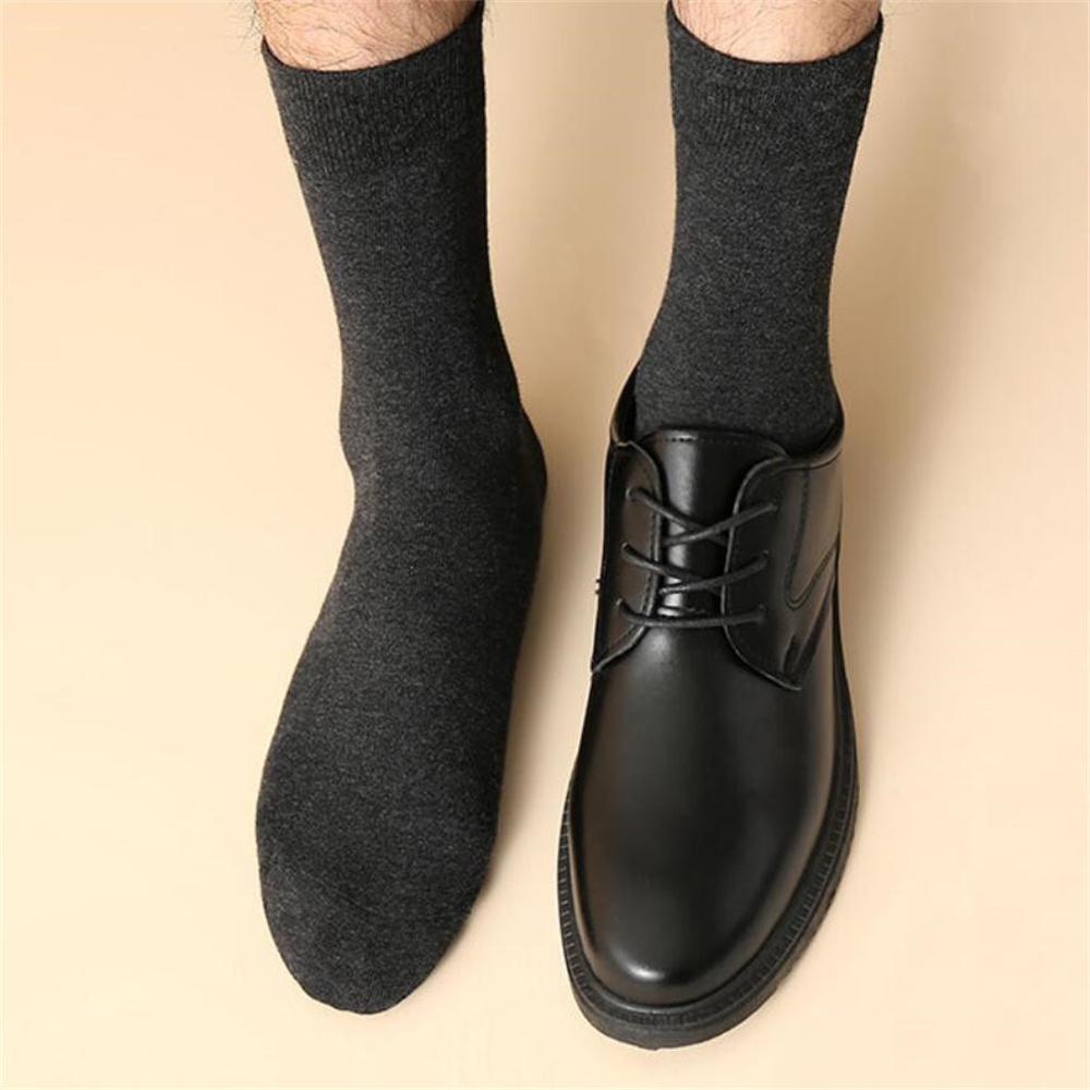 5 Pairs/Lot Business Socks for Men Long Combed Cotton Autumn Winter Warm Solid Color Mid Tube Male Formal Socks Plus Size 39-45