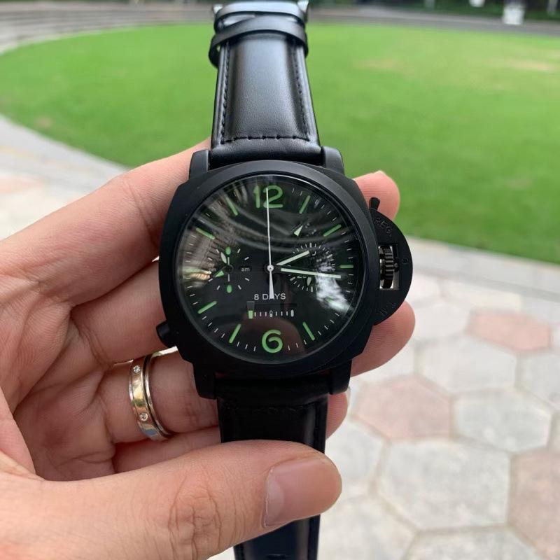 Herren Multifunktions-Automatik-Uhr mit Lederarmband