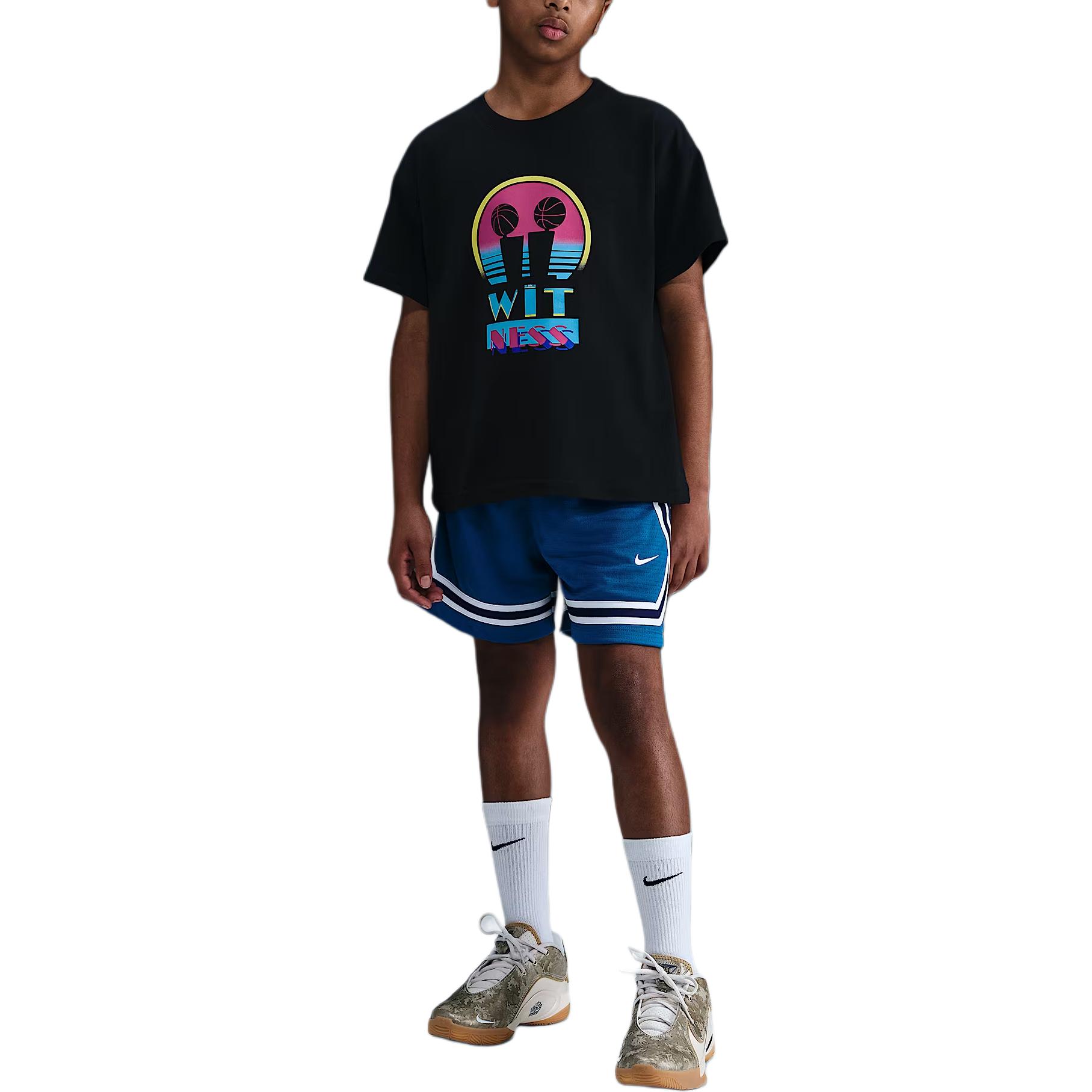 

Nike T-Shirt FW25 LeBron Miami Twice Letter Round Neck Pullover Short Sleeve Kids Tops IM6656-010 XS