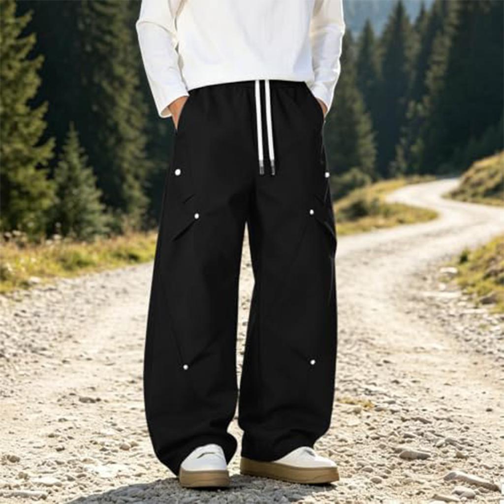 Herren Frühlings Herbst Locker Geschnittene Cargohosen mit Mehreren Taschen Gerades Bein Streetwear