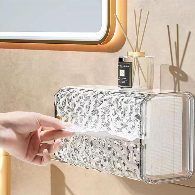 Luxury Tissue Box Wall-Mounted Acrylic Transparent Tissue Box Table Napkin Holder Bathroom Paper Box Tissue Paper Dispenser
