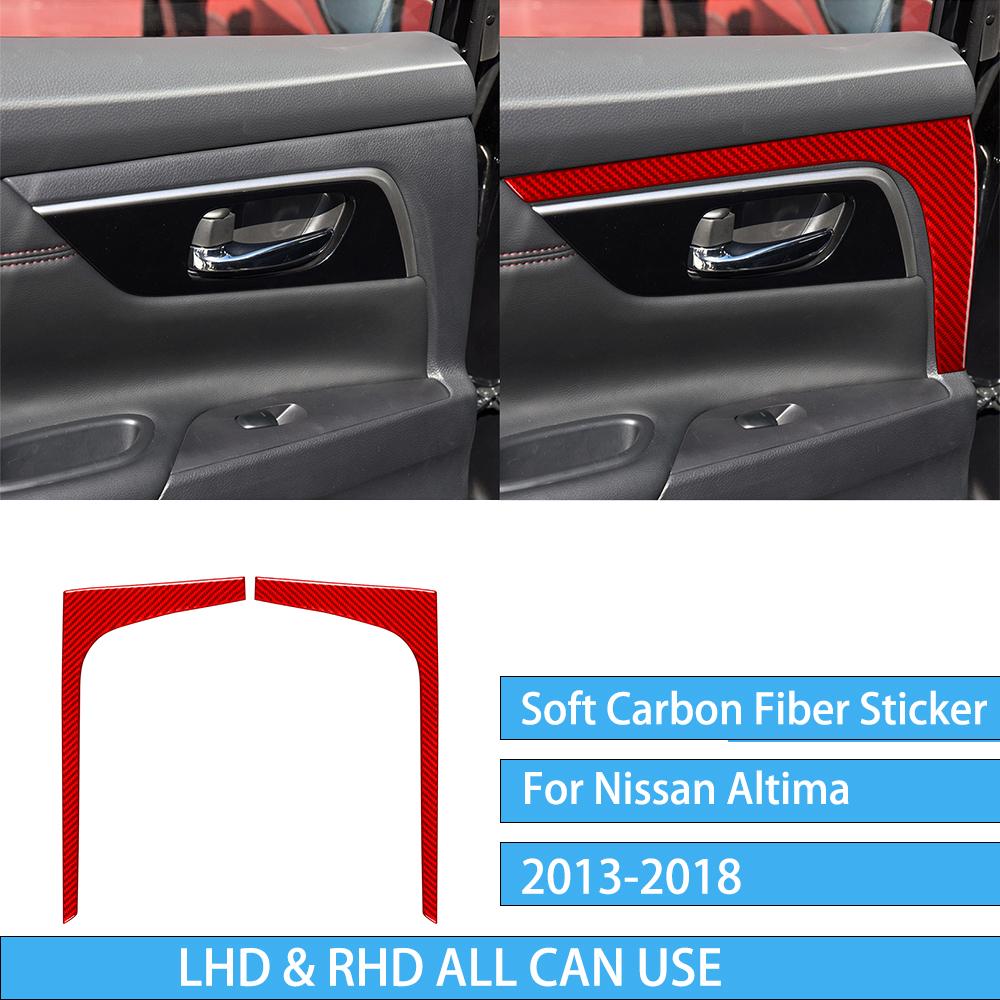 For Nissan Altima 2013-2018 Real Carbon Fiber Rear Door Trim Strip Sticker Auto Interior Decorative Decal Accessory