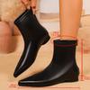 2025 French Minimalist Elastic Thin Boots Women Pointed Temperament Thin Foreign Low Heel Flat Boots Children