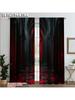 2pcs   Fashionable Curtains  print Gothic Archway Black and Red Machine Washable (without rod) Thermal Insulation   and Room