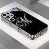 Krystaliczna litera M posrebrzane szklane etui na telefon odpowiednie do Samsung Galaxy S26 S25 S24 S22 S21 S20 FE/Ultra/Plus odporne na upadki