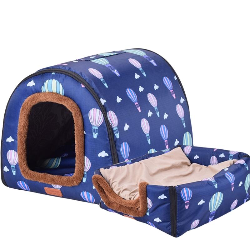 Pet Warm Bed House Soft Indoor Semi-closed Cave Tent for Cat Kitten Puppy Small Animals Pet Thicken Cushion Pad