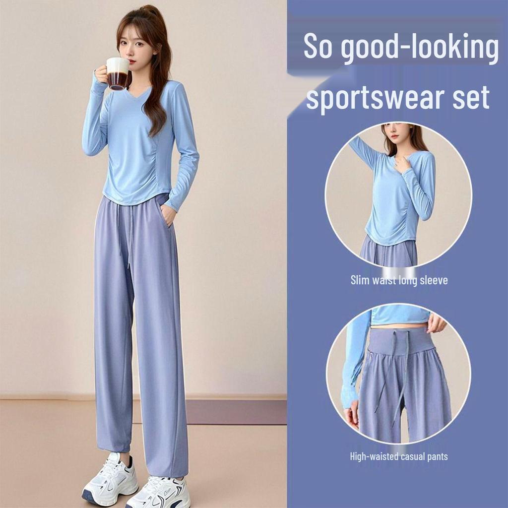 Women's Quick-Dry Loose Fit Yoga & Sports Long Sleeve Set for Running, Cycling, Fitness & Outdoors