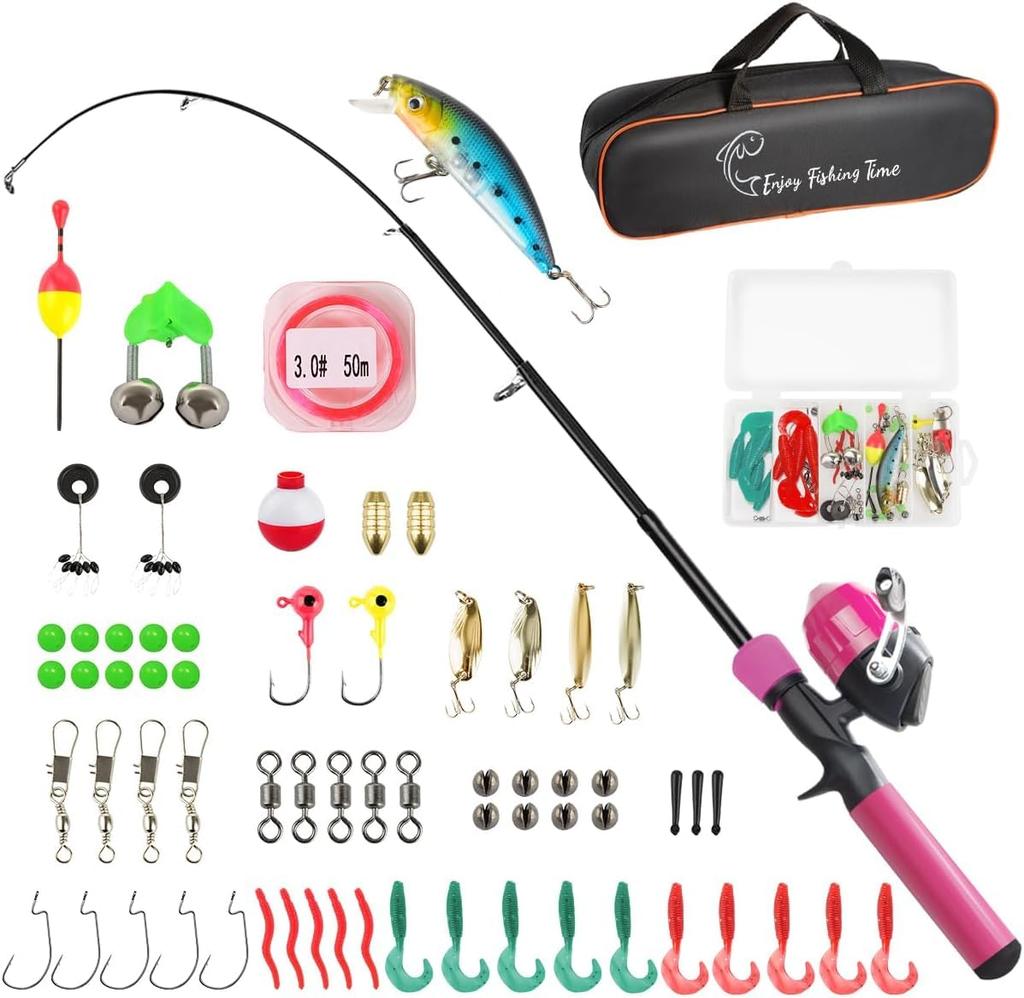 Fishing telescopic fishing spinning fishing and storage bag set for Includes Japanese Kids' Set 1.5-meter rod, reel, bait, line, included. Beginner's