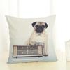 Funny Cartoon Pug Dog Printed Cushion Cover Linen Pug Dog Food Decorative Pillowcase Sofa Party Home Decor Sofa 45X45Cm