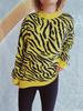 Women's new autumn and winter commuting knitted zebra print contrasting pullover sweater KTB
