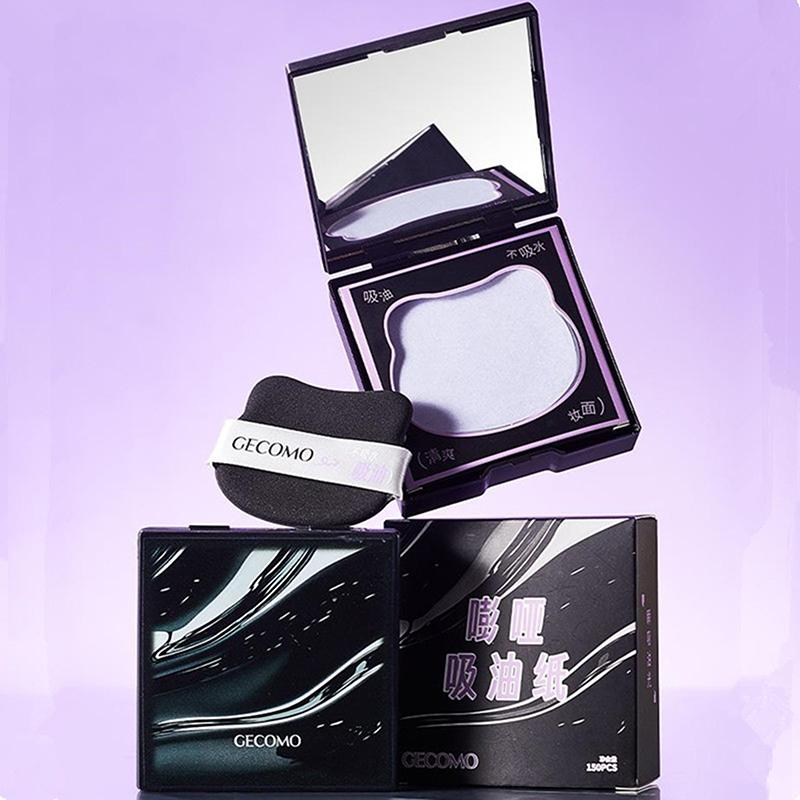150 Sheets Extractable Oil Blotting Papers With Case Powder Puff Oil Absorbing Sheets Portable Face Blotting Papers For Make Up