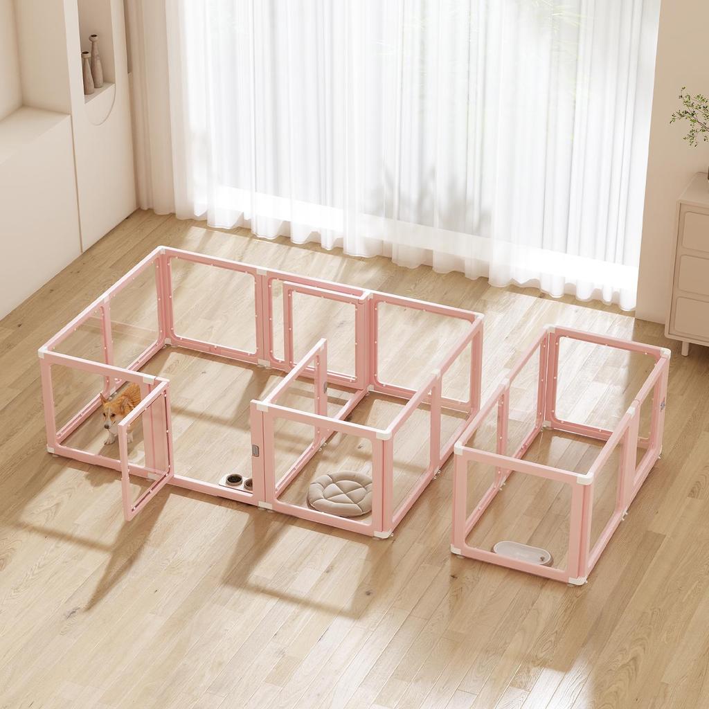 Clear Acrylic Indoor Dog Fence & House for Small Breeds