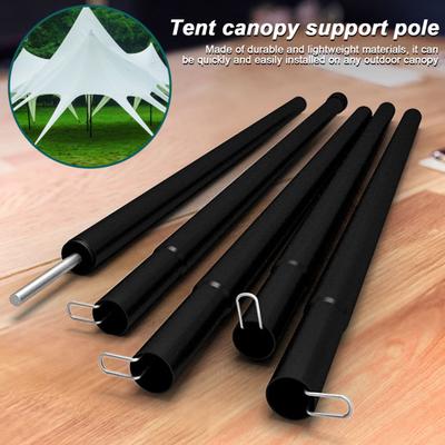 1 Set Canopy Support Pole with Storage Bag 10 Sections Heavy Duty Metal Outdoor Beach Hiking Camping Sunshade Hammock Tarpaulin Tent Support Iron Rod