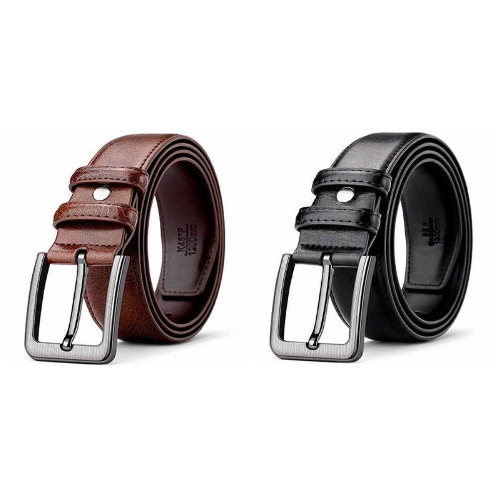 Versatile Men PU Belt Retro Casual Waist Belt Luxury Zinc Zinc Alloy Leather Belt  Elderly People