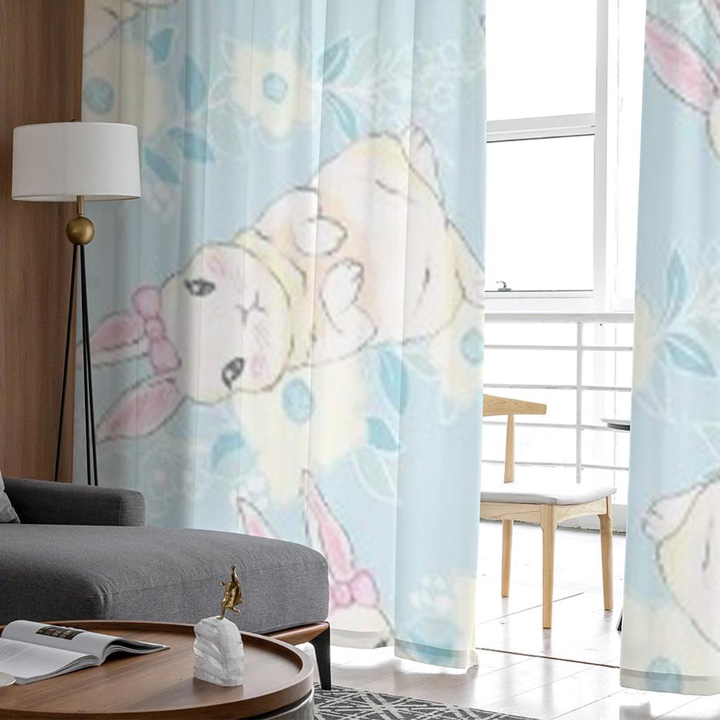 Niedlicher Cartoon-Hase Luxuriöse Chiffon-Sichtvorhänge für Wohnzimmer Schlafzimmer Dekoration Fenster Voiles Tüllvorhang