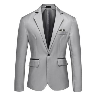 Men Suit Coat Formal Business Style Single Button Cardigan Slim Fit Long Sleeve Turn-down Collar Solid Color Groom Groomsman Wedding Suit Jacket