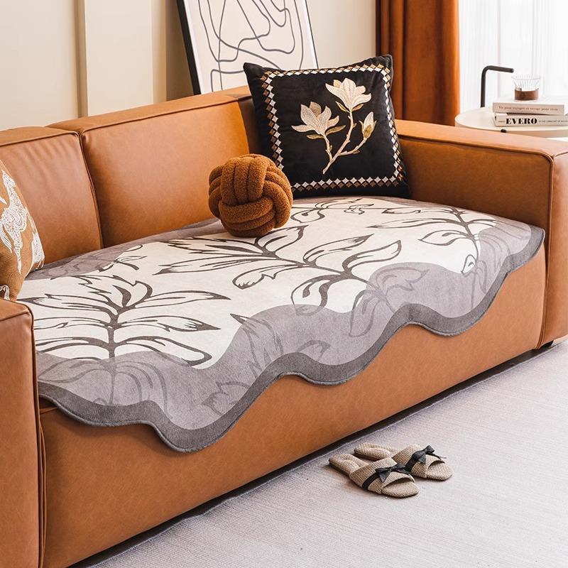 Chenille Irregular Sofa Cushion Cover Non-Slip Living Room Straight Sofa Cover Cloth Backrest Towel