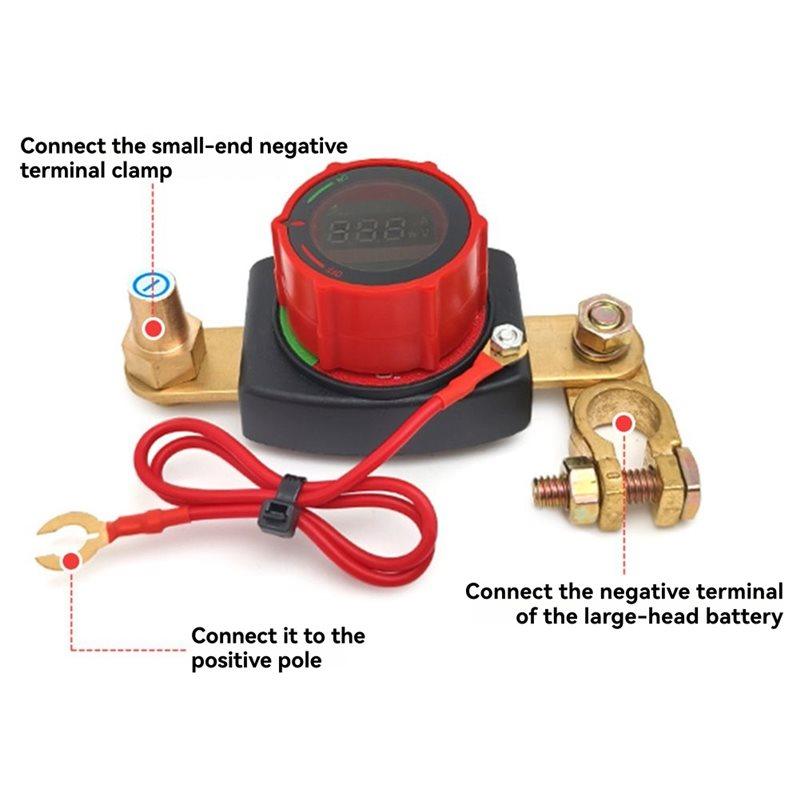 DC 5-80V LED Voltmeter Battery Disconnect Switch 12V-48V Car Battery Disconnect Switch