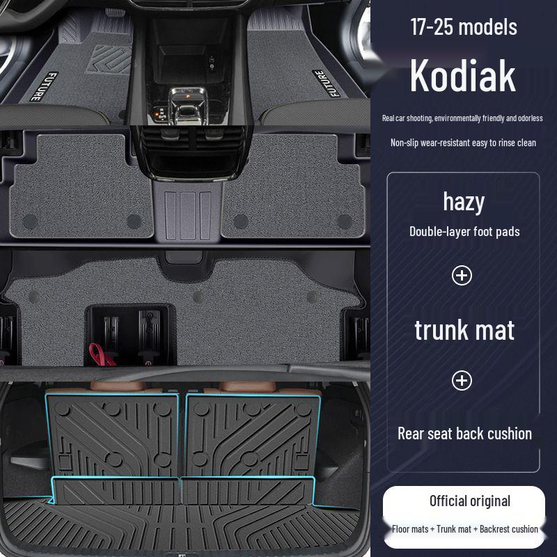 TPE Floor Mats for Skoda Kodiaq - 7-Seater, Surround Design, All-Weather Protection.