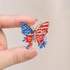 US 250th Anniversary Pin, Enamel Rhinestone American Flag Pattern Brooch, Stable Buckle Pin for Suit Bag Shawl Independence Day Anniversary Gift