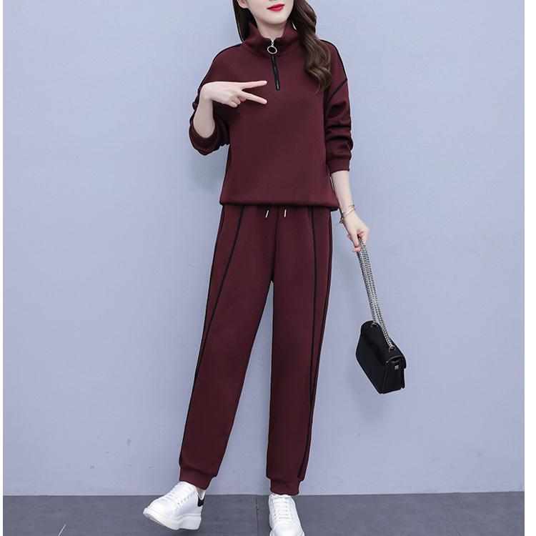 Large Size Casual Sports Suit Spring and Autumn Fashion Slimming Sweater All-match Trousers Two-piece Suit