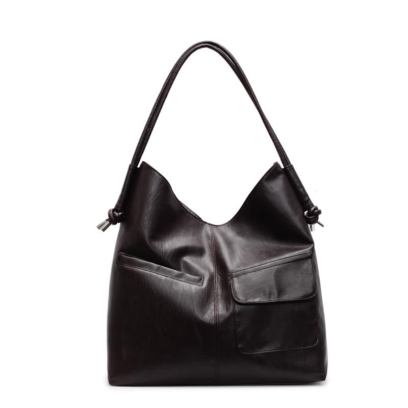 

Женская ретро-сумка через плечо из мягкой кожи, большая вместительная сумка-тоут, студенческая сумка для поездок на работу кофейный