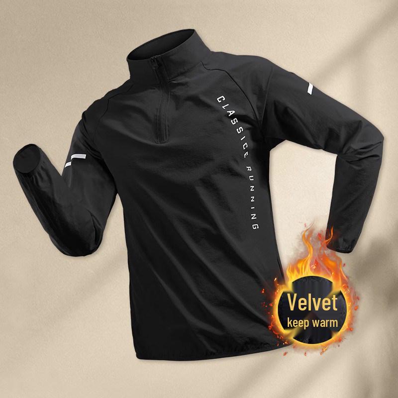 Herren Quick-Dry Langarm Halbreißverschluss Trainingsjacke für Sonnenschutz - Herbst/Winter Fitness Laufoberteil