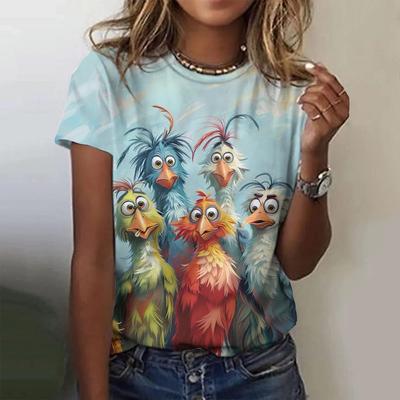 Screaming Chicken 3D Print T-shirts Women Streetwear Summer Casual Fashion Y2k Short Sleeve T Shirt O-neck Tees Tops Clothing