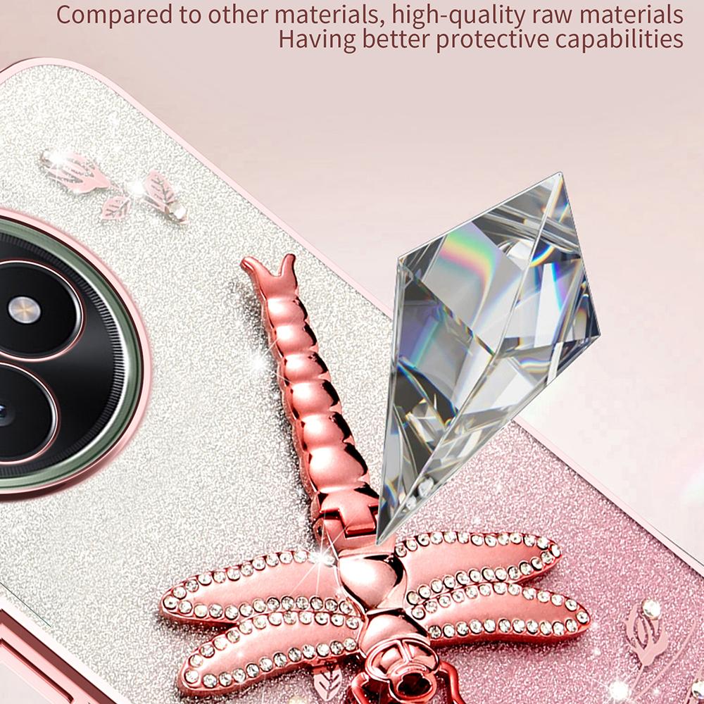 For Xiaomi Redmi K80 Ultra 5G Case Dragonfly Kickstand TPU Flowers Glitter Phone Cover