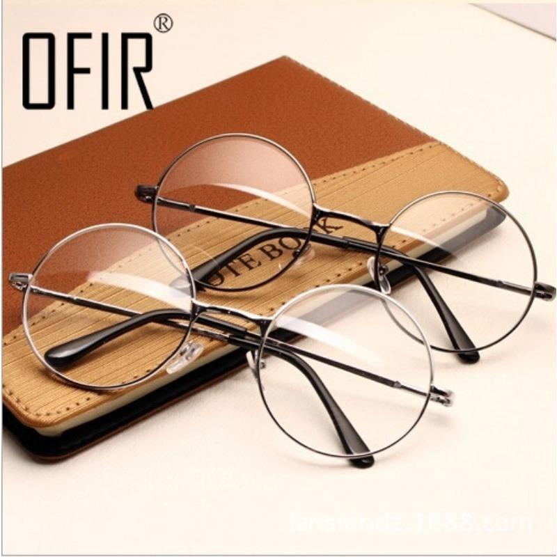Yeni Tasarım Vintage Kadın Gözlük Çerçeveleri Düz Ayna Büyük Yuvarlak Optik Metal Çerçeveler Kız Çocuk Gözlükleri İçin Kadın Şeffaf Lensli