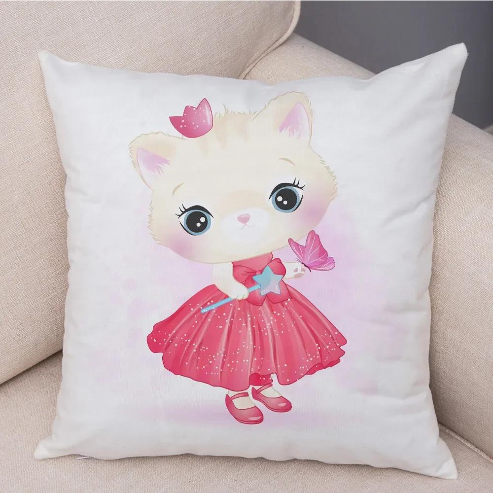 

Мультяшный принт кота, декоративная наволочка для подушки, милый питомец, животное, наволочка, прекрасная короткая плюшевая наволочка для детской комнаты, дивана x 66x66cm светло-серый