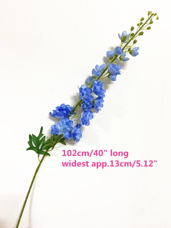 Delphinium Artificial Flower Branch Blue Color Larkspur Poisonweed Blossom Plant for Wedding Party Floral Decoration