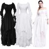 Gothic Off Shoulder Long Dress with Asymmetrical Hem and Ruffled Flared Sleeves, Vintage Dress for Ladies' Princess Role-playing Costumes