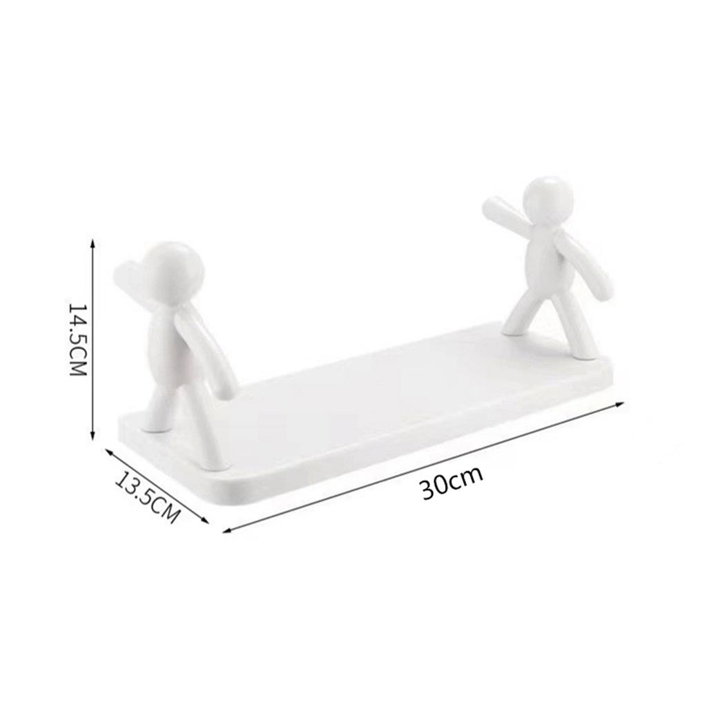 Wall Mounted Shelf Hole Free Installation Small Doll Shape Large Capacity Plastic Stable Load Bearing Storage Rack White