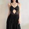 Summer Solid Color Sexy Strapless Wrap Chest Fashion Hollowed-out Mesh Hot Girl's Top