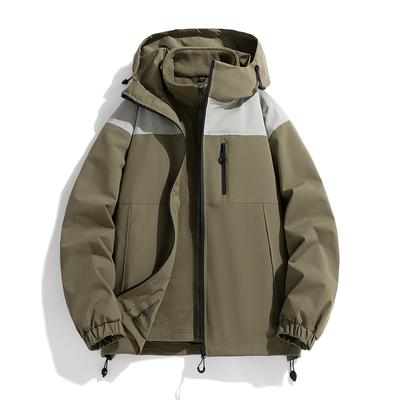 Herren Herbst- und Winter Bergcamping Lässig Outdoor Drei-in-Eins Kapuzenjacke Plus Samt Warme Jacke Arbeitsjacke