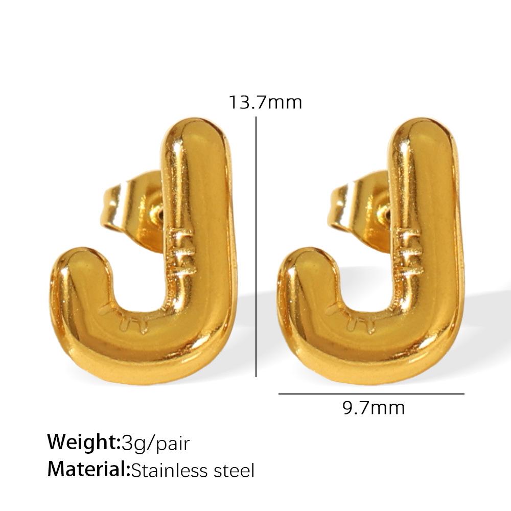 Gold Edelstahl Blase 26 Buchstaben Ohrstecker Einfache Dicke Ohrstecker