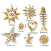 2 PCs 304 Stainless Steel Ocean Charms Starfish Turtle Sun Flower18K Gold Plated & Silver Tone Two Tone Pendants DIY Necklace