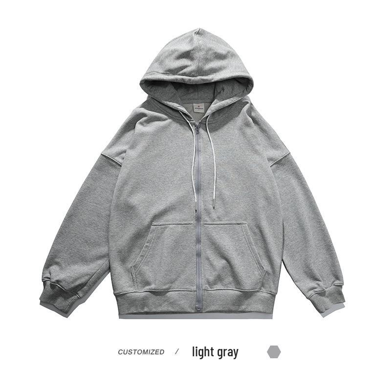 600g Silver Fox Velvet Men s Cardigan - Heavyweight, Solid Color, Zipper Hoodie for Autumn/Winter, Plus Size. S